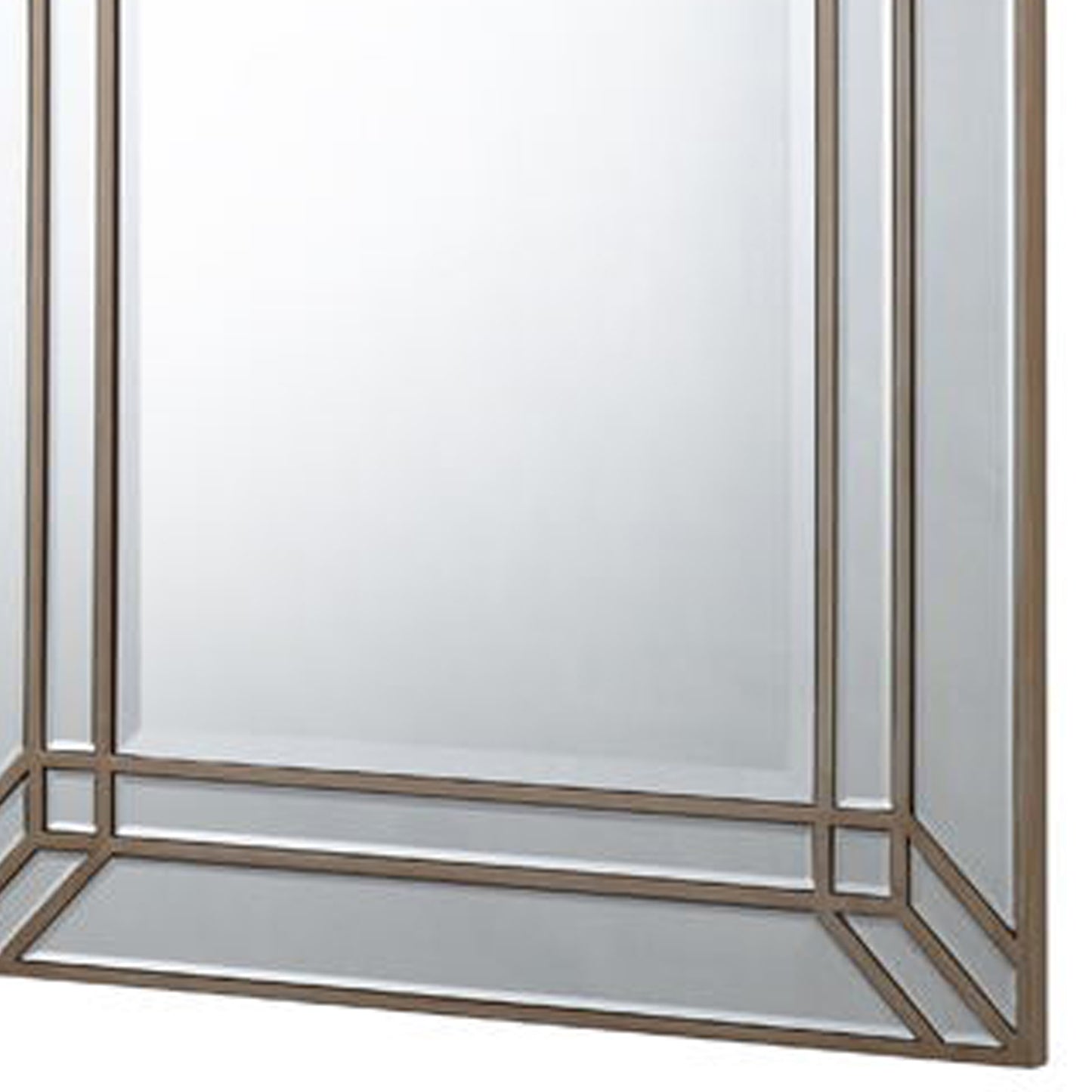 Antique Premium Rectangular Gold Mirror with Double Layer Border and Sturdy MDF Construction