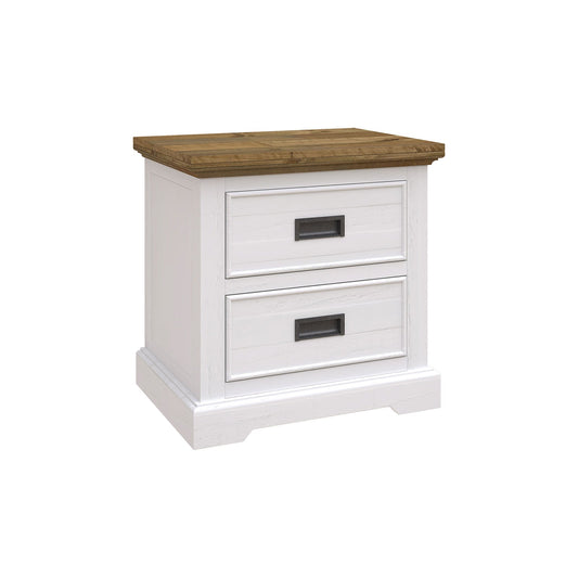 Marley Pine Wood Bedside Table with 2 Drawers