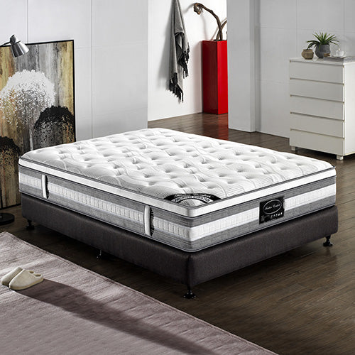 Pocket Spring Mattress Melbourne featuring Euro Top design in a stylish bedroom setting with wooden flooring.