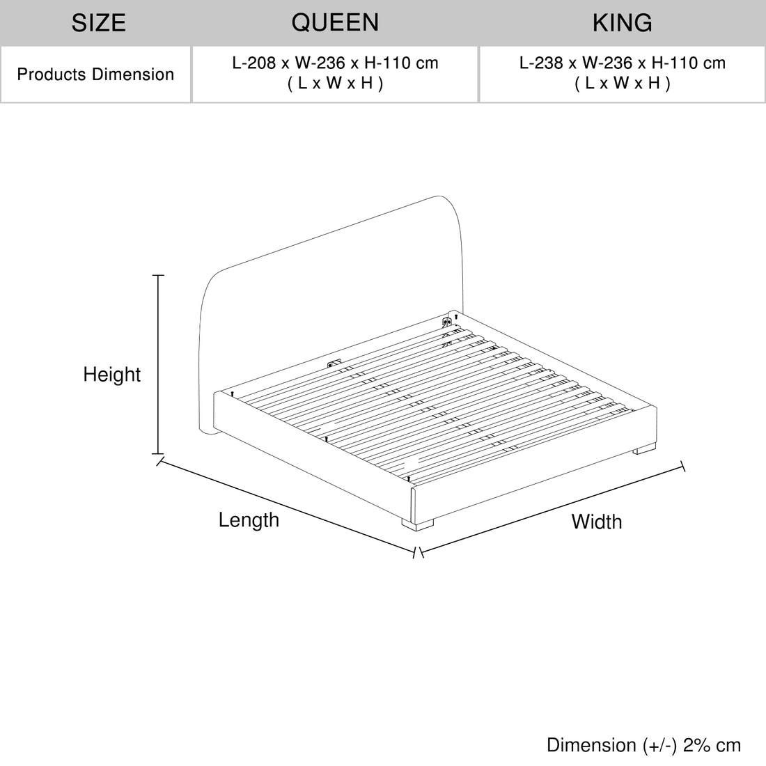 Poppy Fabric Upholstered Bed with Metal Frame
