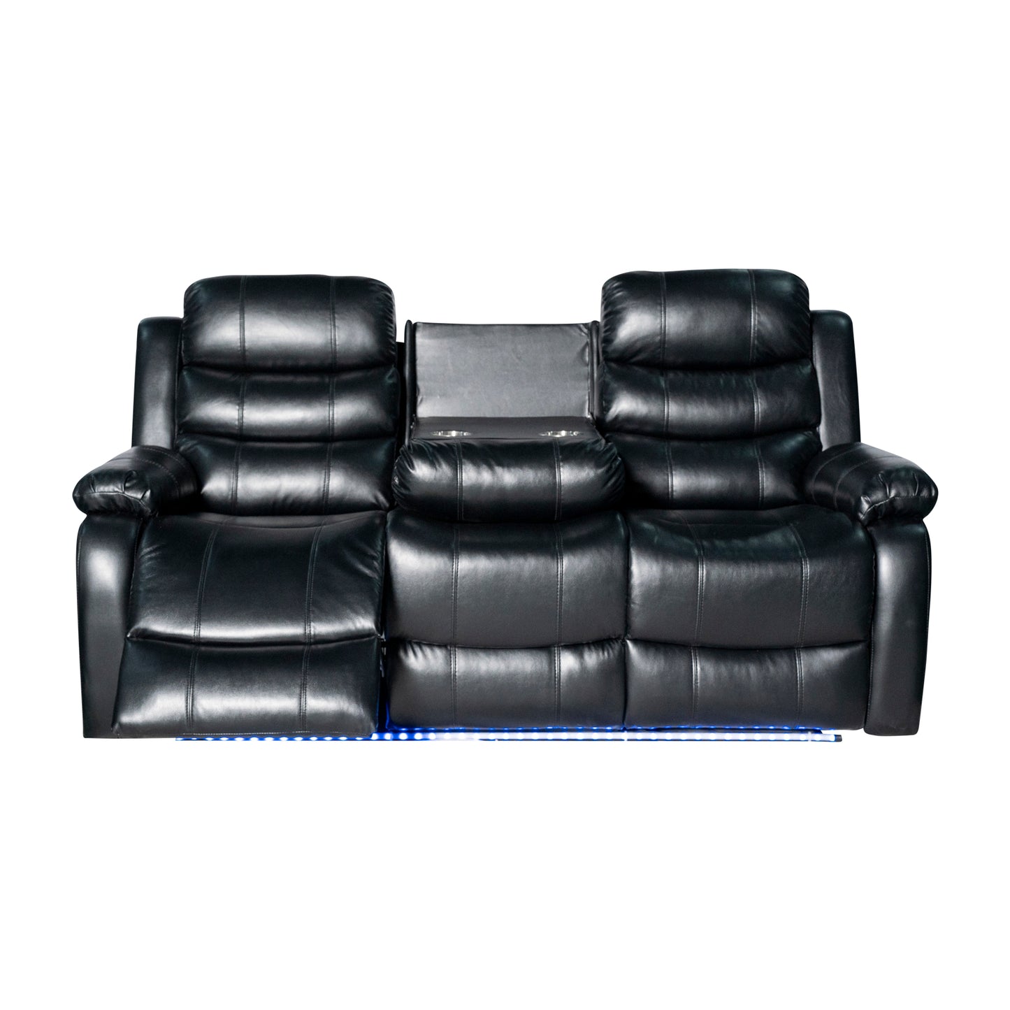 Chelsea 3R+1R+1R Seater Finest Leatherette Recliner Feature Console LED Light Ultra Cushioned