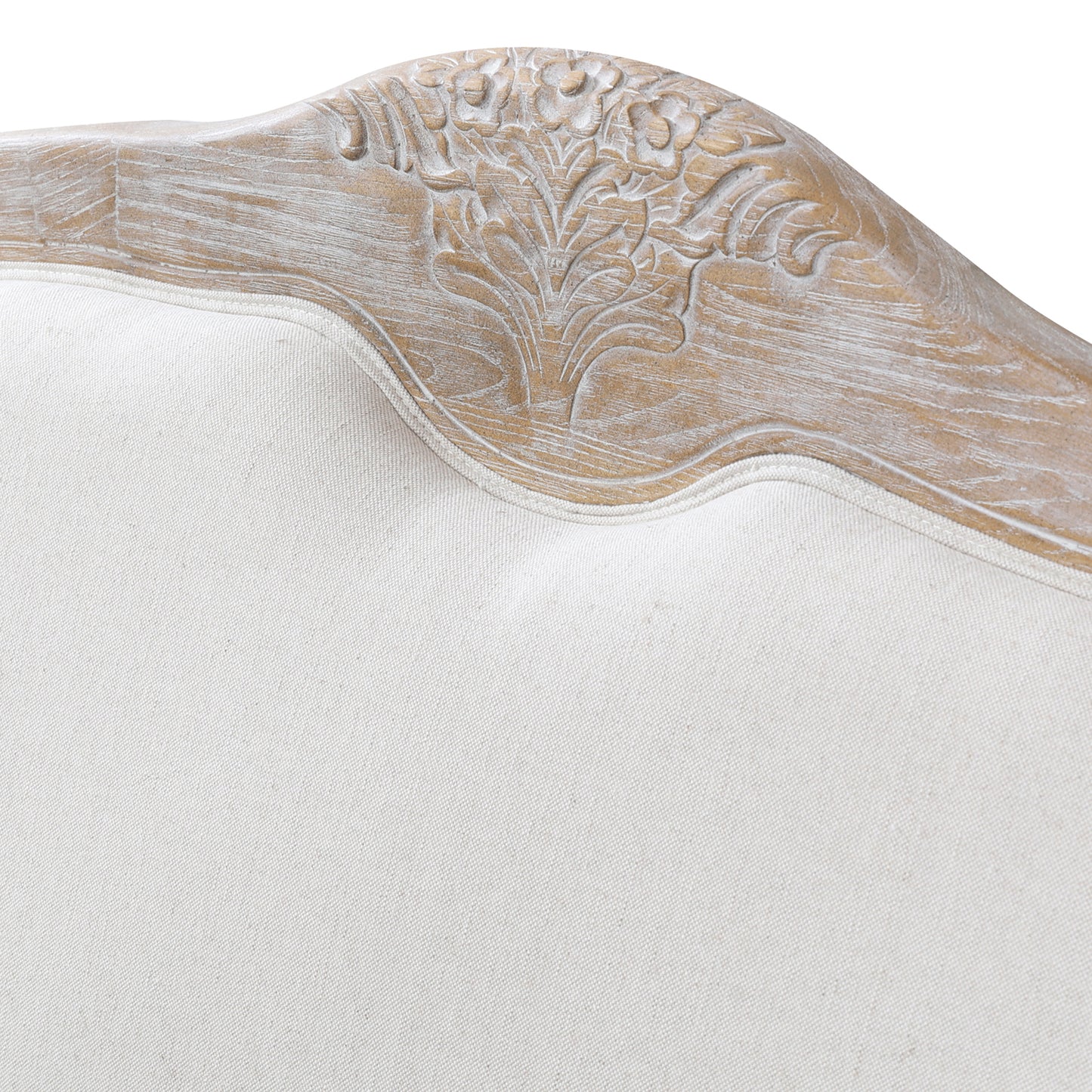Lille 3+2 Seater Sofa Linen Fabric Oak Wood White Washed Finish Rolled Armrest