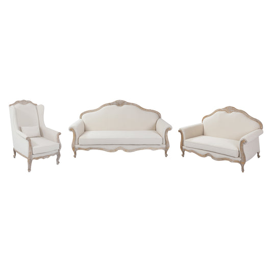 Lille 3+2 Seater Beige Fabric Sofa with 1x Wing Chair