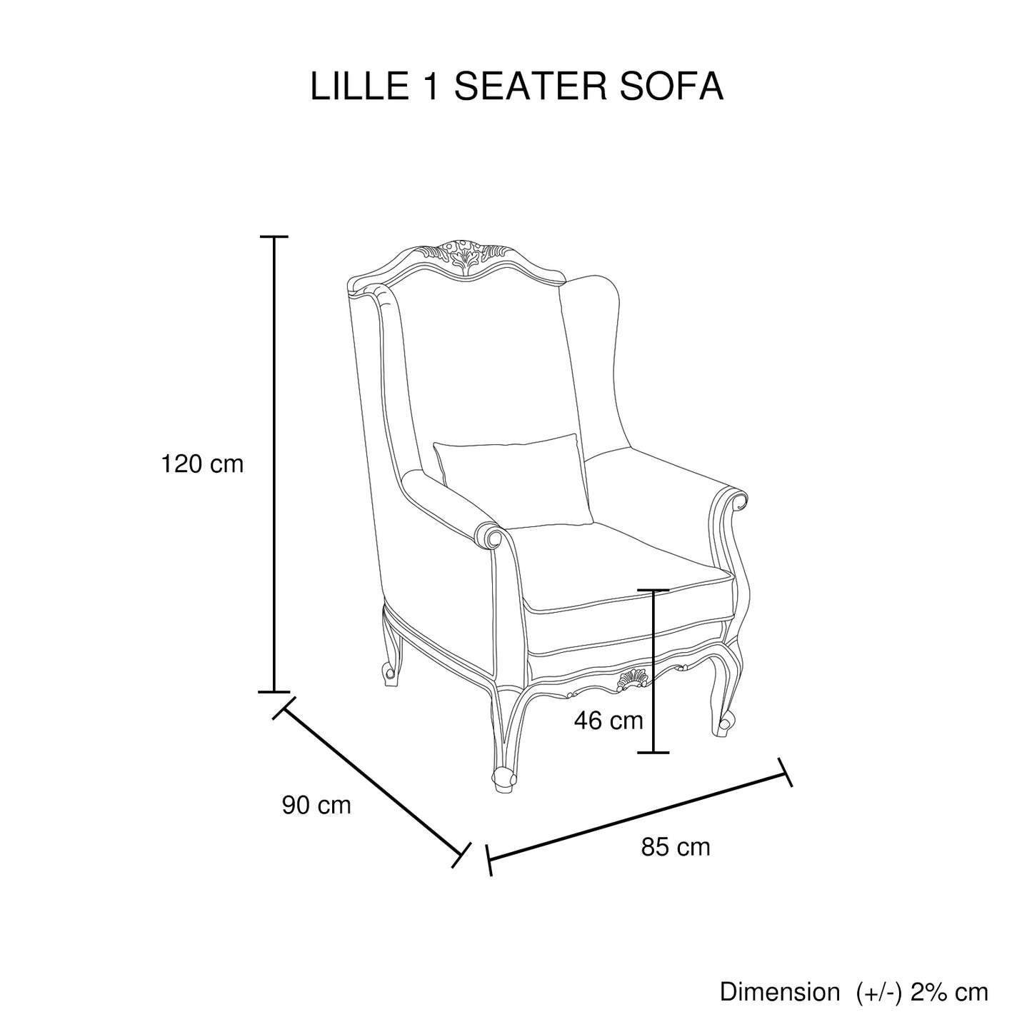Lille 3+2 Seater Beige Fabric Sofa with 1x Wing Chair