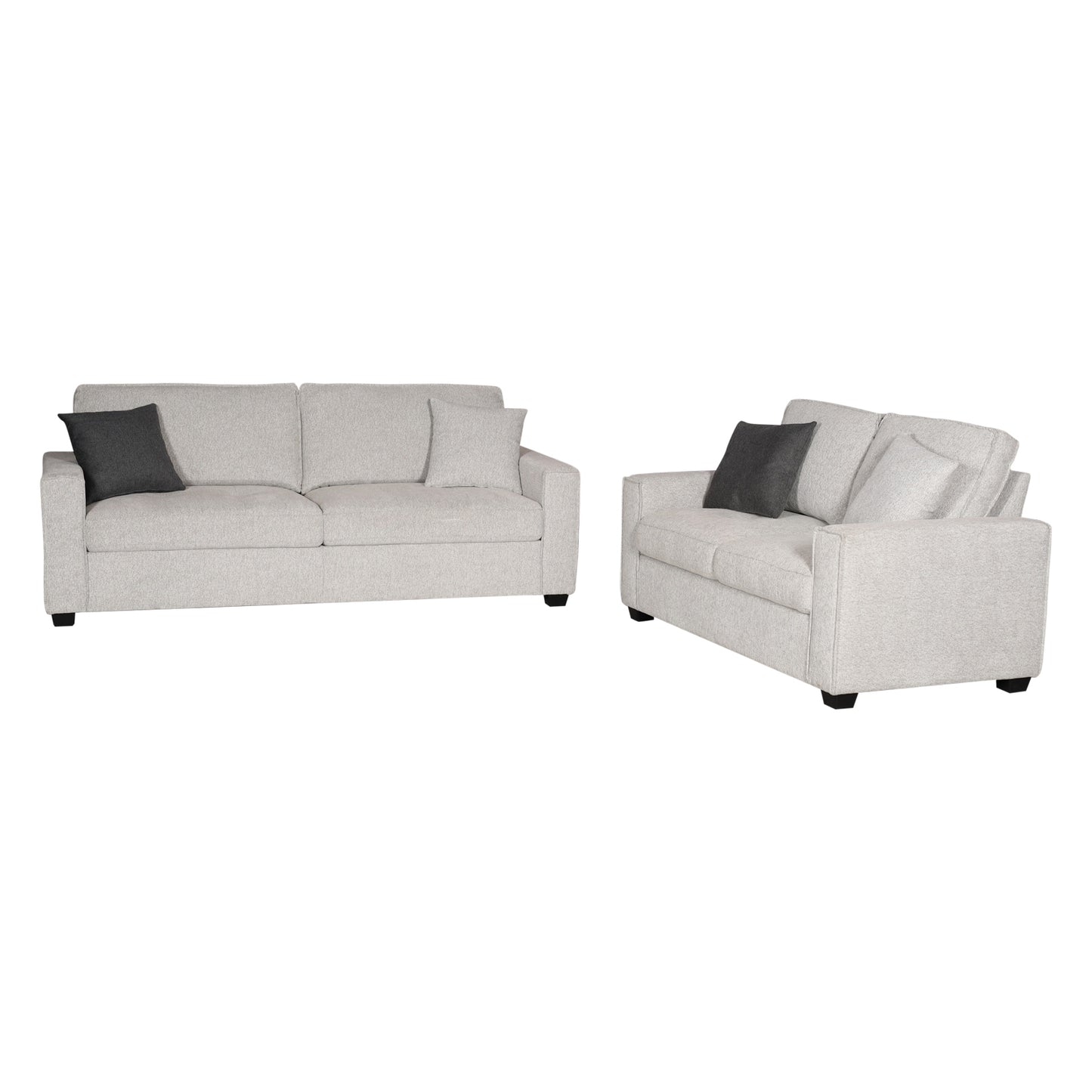 Milano 3+2 Seater Grey Sofa Set Polyester Fabric Multilayer 4 Pillows Attached Individual Pocket Spring