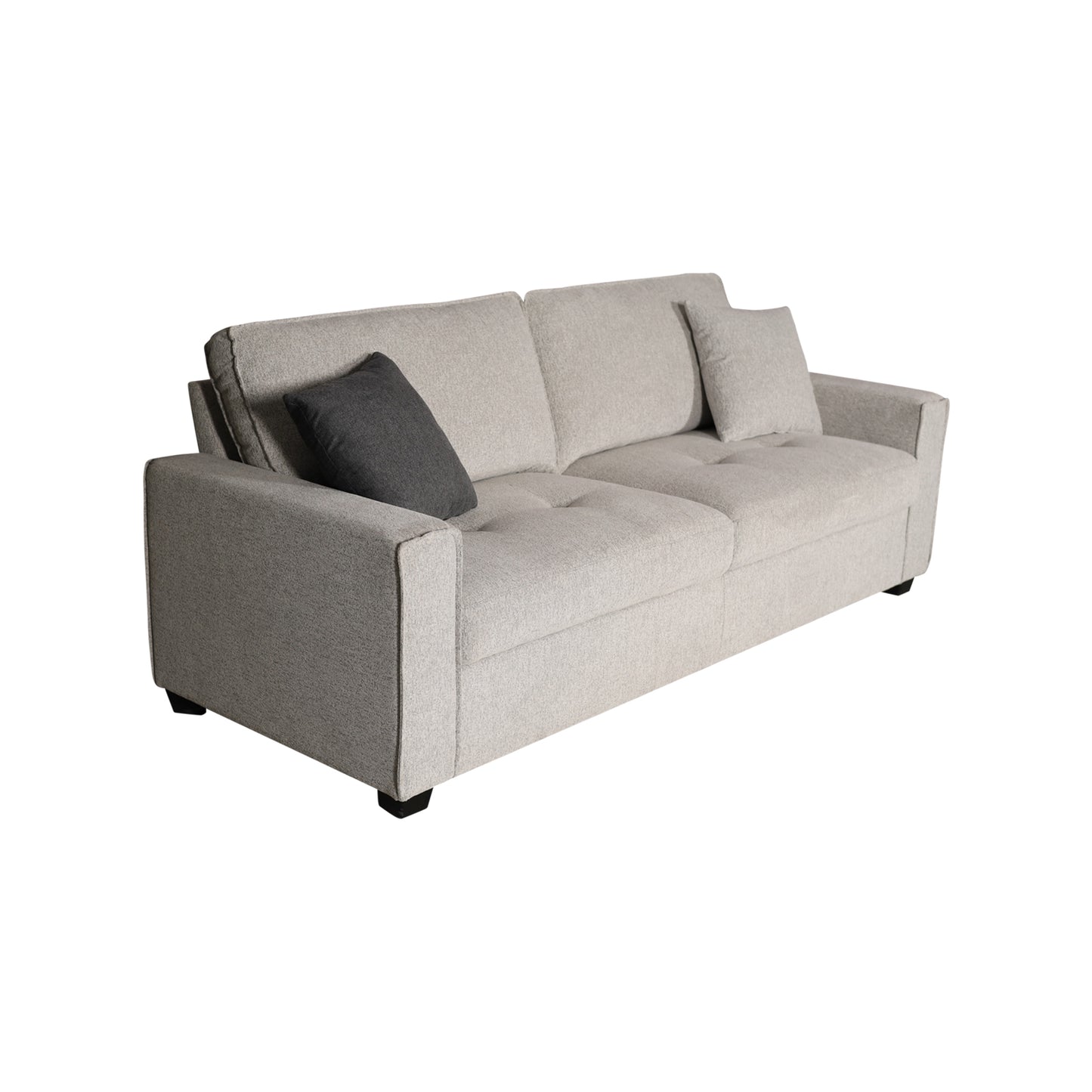 Milano 3+2 Seater Grey Sofa Set Polyester Fabric Multilayer 4 Pillows Attached Individual Pocket Spring