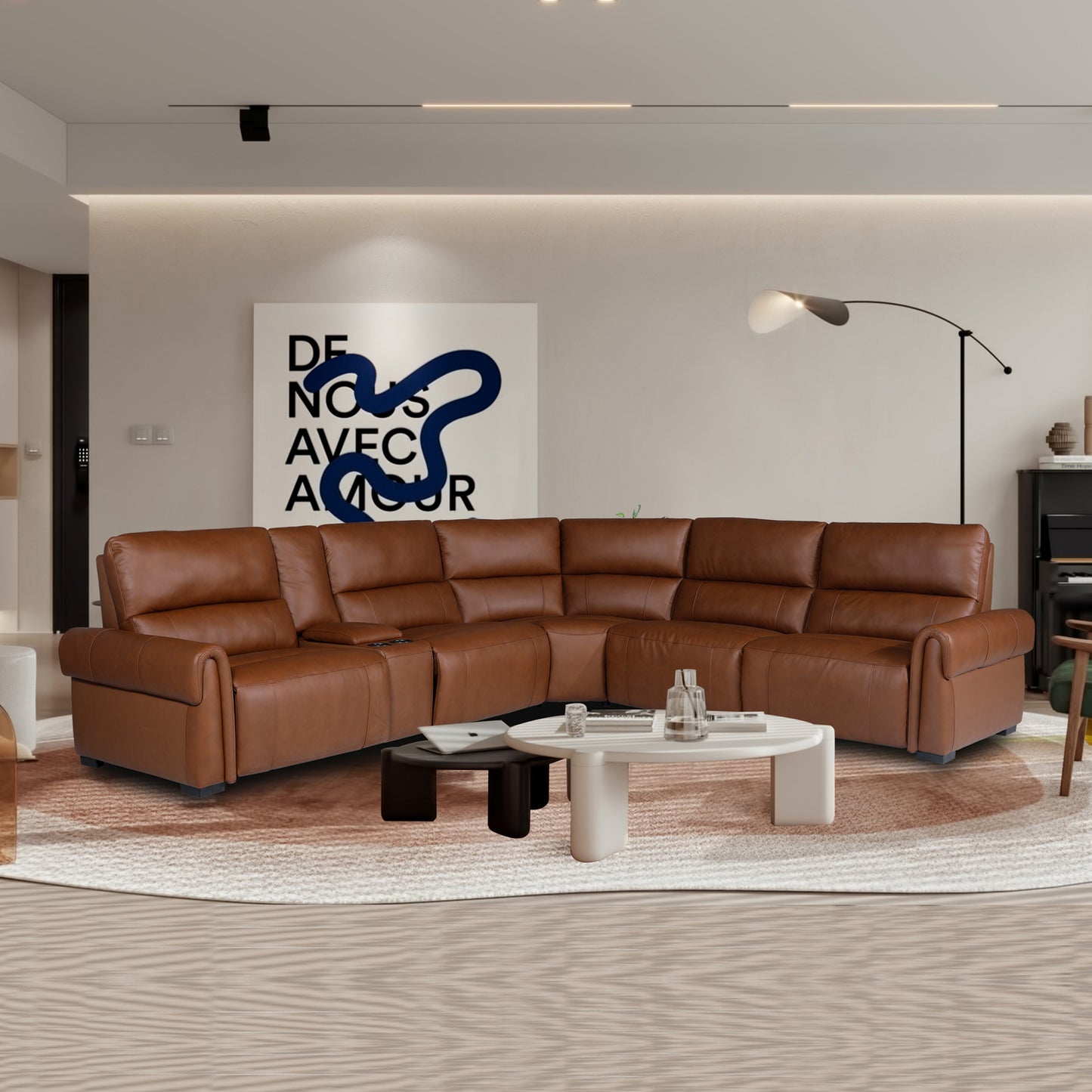 Havana 5 Seater Genuine Leather Sofa Zero Gravity Mechanism USB Charger