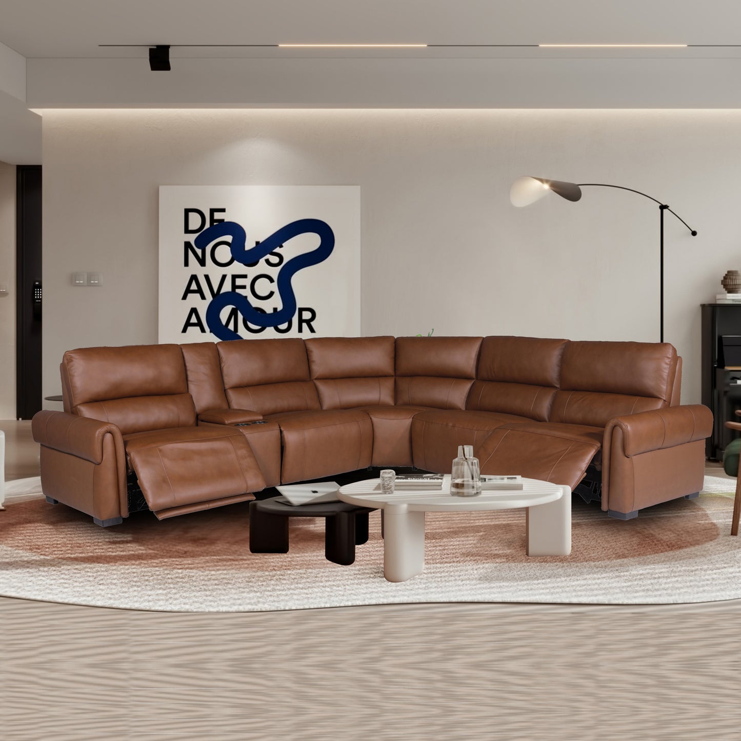 Havana 5 Seater Genuine Leather Sofa Zero Gravity Mechanism USB Charger