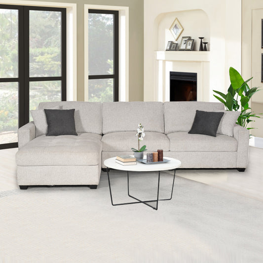 Milano Corner Sofa Chaise Reversible Polyester Fabric Multilayer Two Pillows Attached Individual Pocket Spring