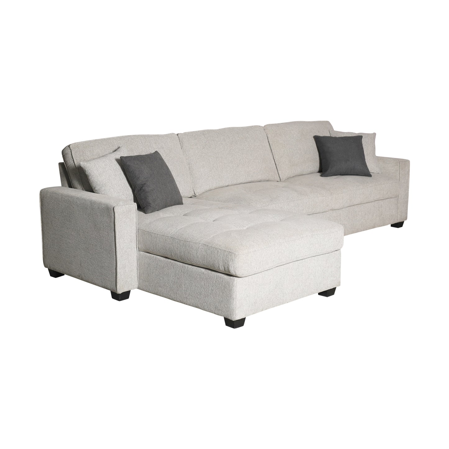 Milano Corner Sofa Chaise Reversible Polyester Fabric Multilayer Two Pillows Attached Individual Pocket Spring