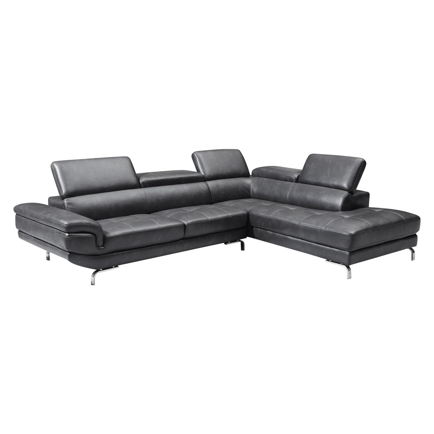 Vienna 5 Seater Right-Hand Chaise Leatherette Dark Grey Corner Sofa