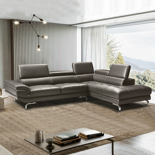 Vienna 5 Seater Right-Hand Chaise Leatherette Dark Grey Corner Sofa