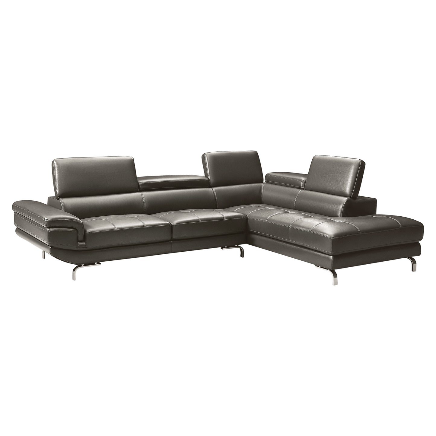 Vienna 5 Seater Right-Hand Chaise Leatherette Dark Grey Corner Sofa