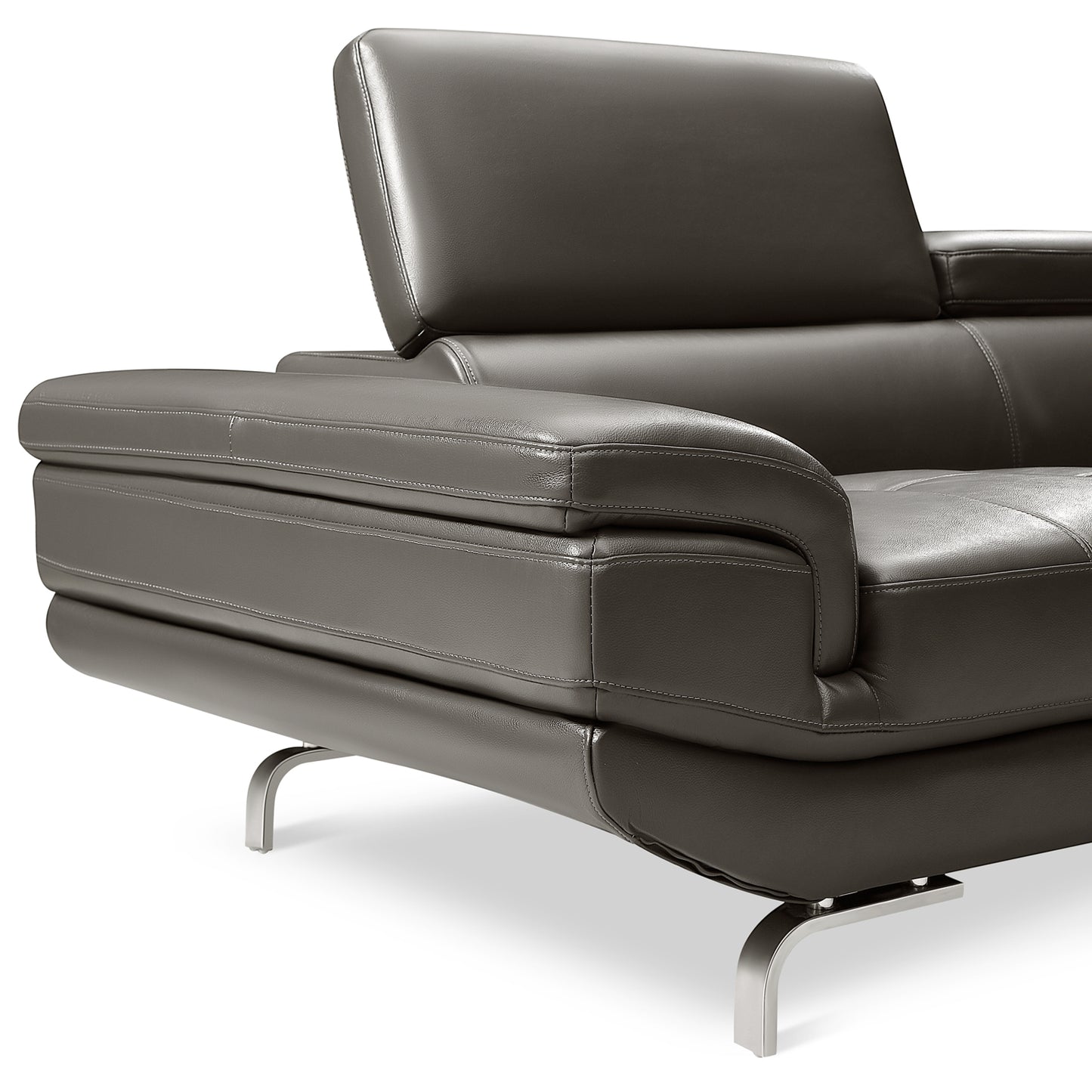 Vienna 5 Seater Right-Hand Chaise Leatherette Dark Grey Corner Sofa