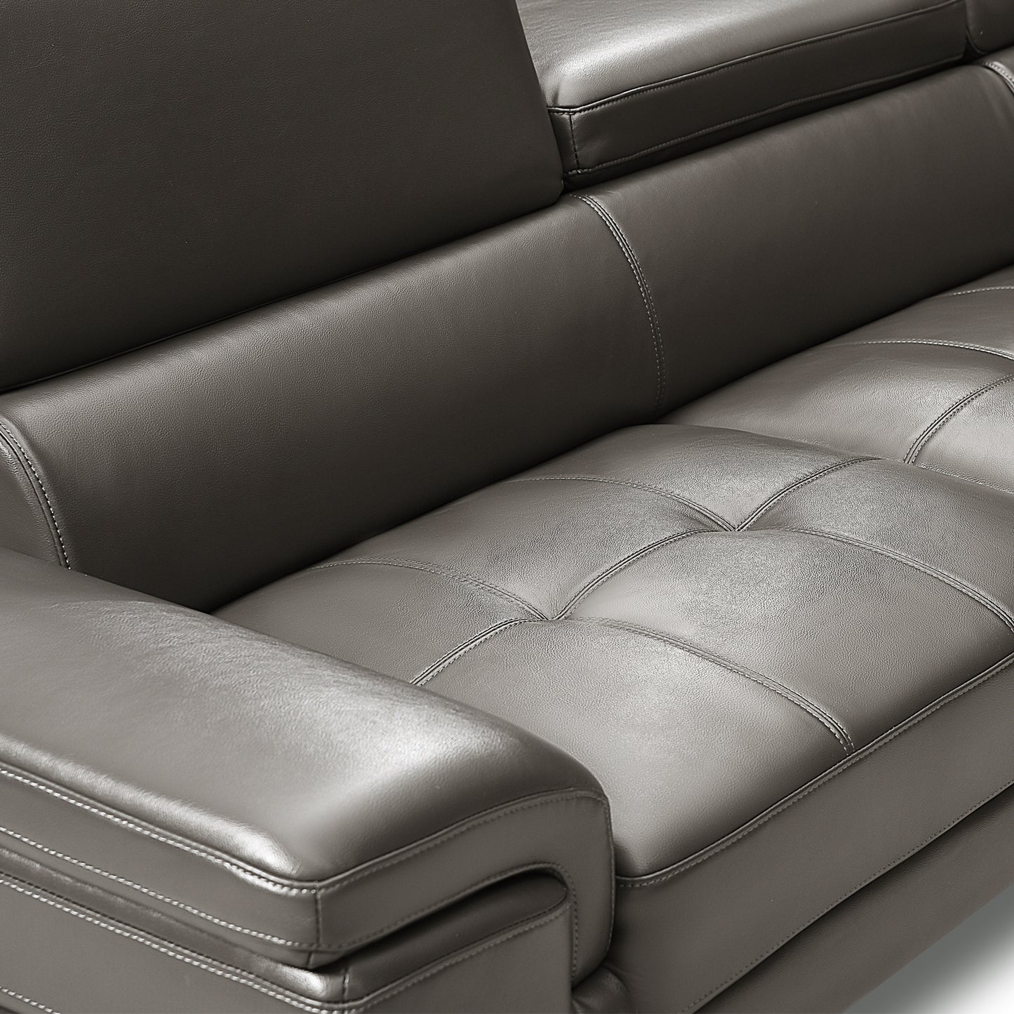 Vienna 5 Seater Right-Hand Chaise Leatherette Dark Grey Corner Sofa