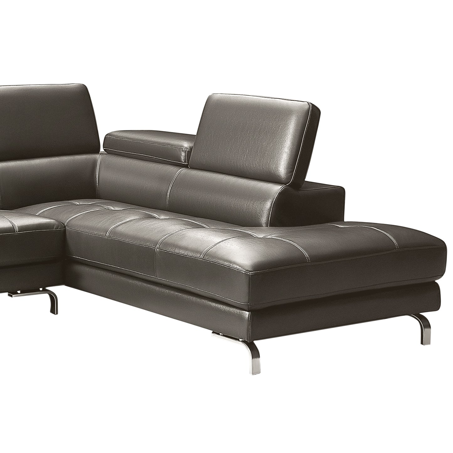 Vienna 5 Seater Right-Hand Chaise Leatherette Dark Grey Corner Sofa