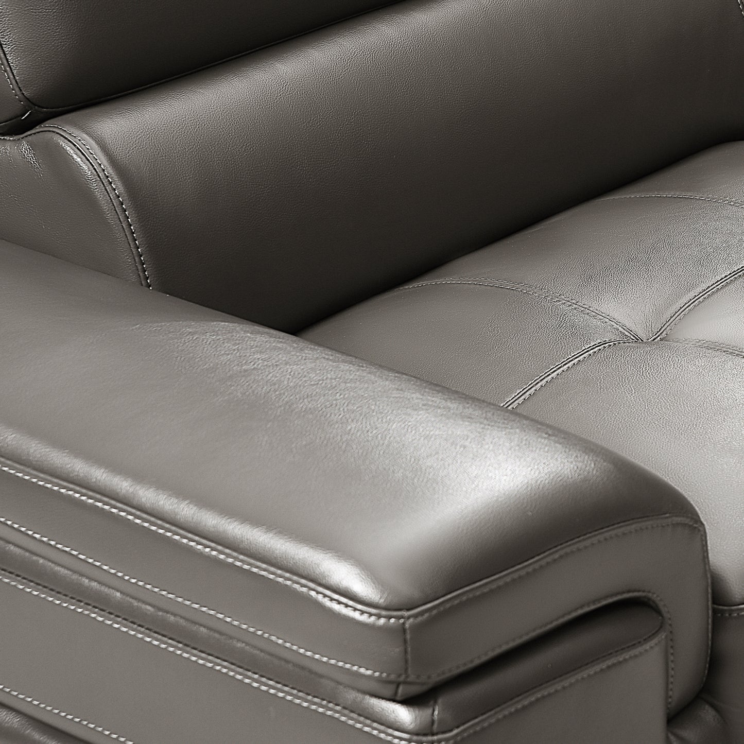 Vienna 5 Seater Right-Hand Chaise Leatherette Dark Grey Corner Sofa