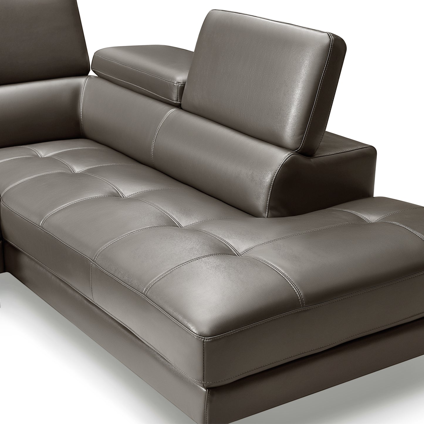 Vienna 5 Seater Right-Hand Chaise Leatherette Dark Grey Corner Sofa