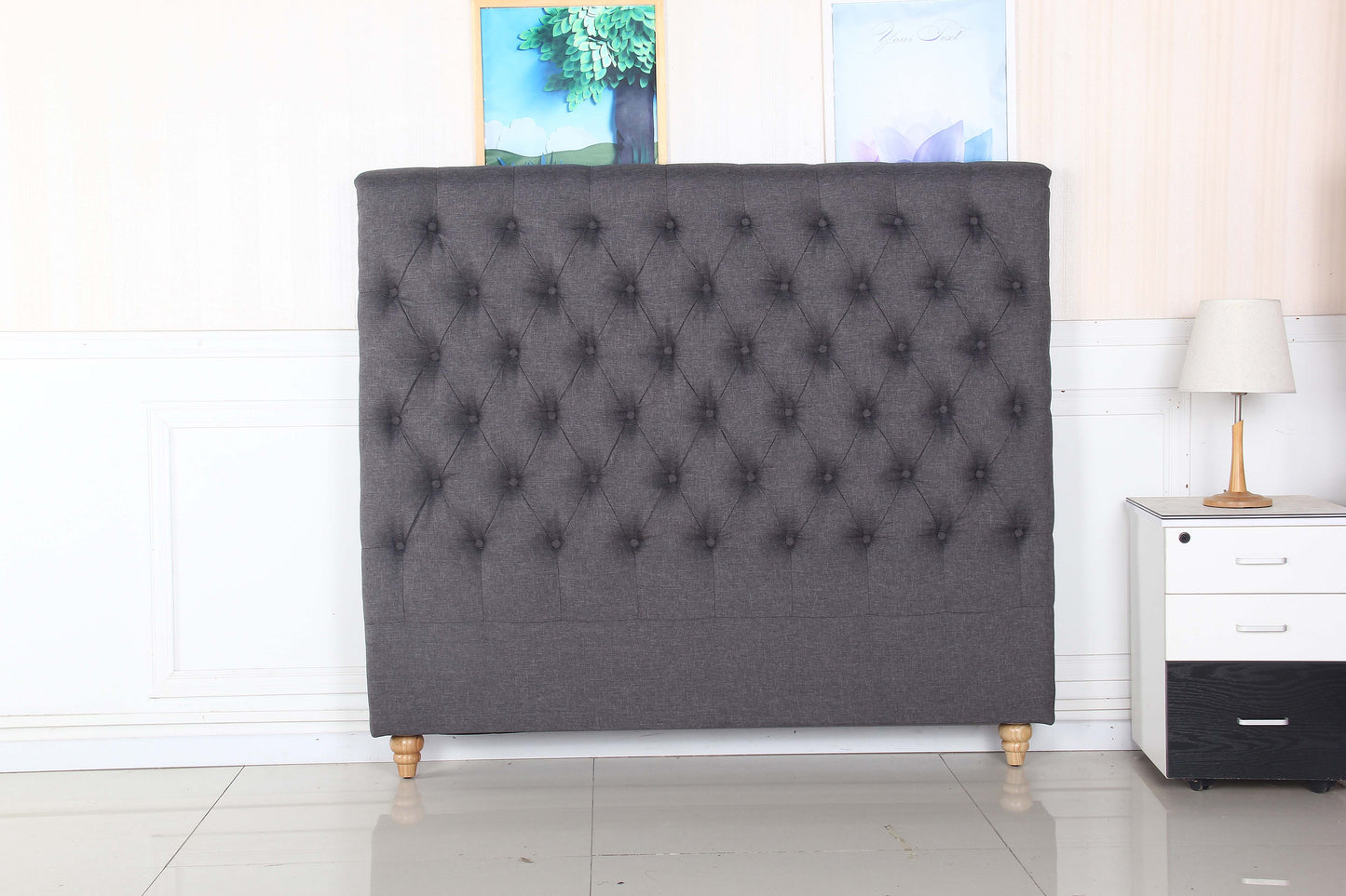 Sean Fabric Bed Headboard In French Provincial Design in Multiple Size and Colors