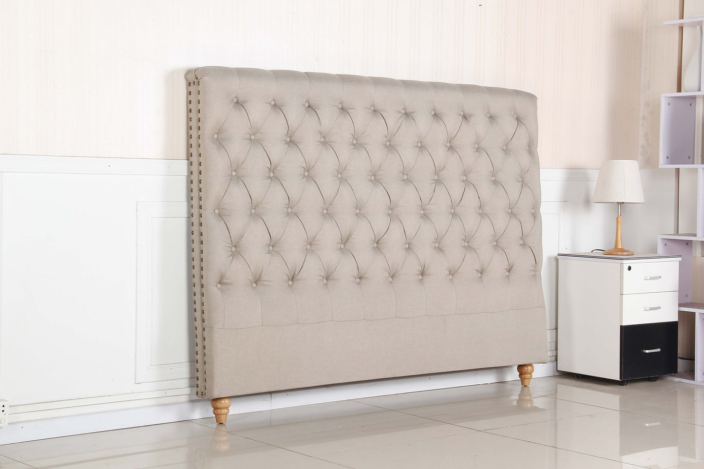 Sean Fabric Bed Headboard In French Provincial Design in Multiple Size and Colors