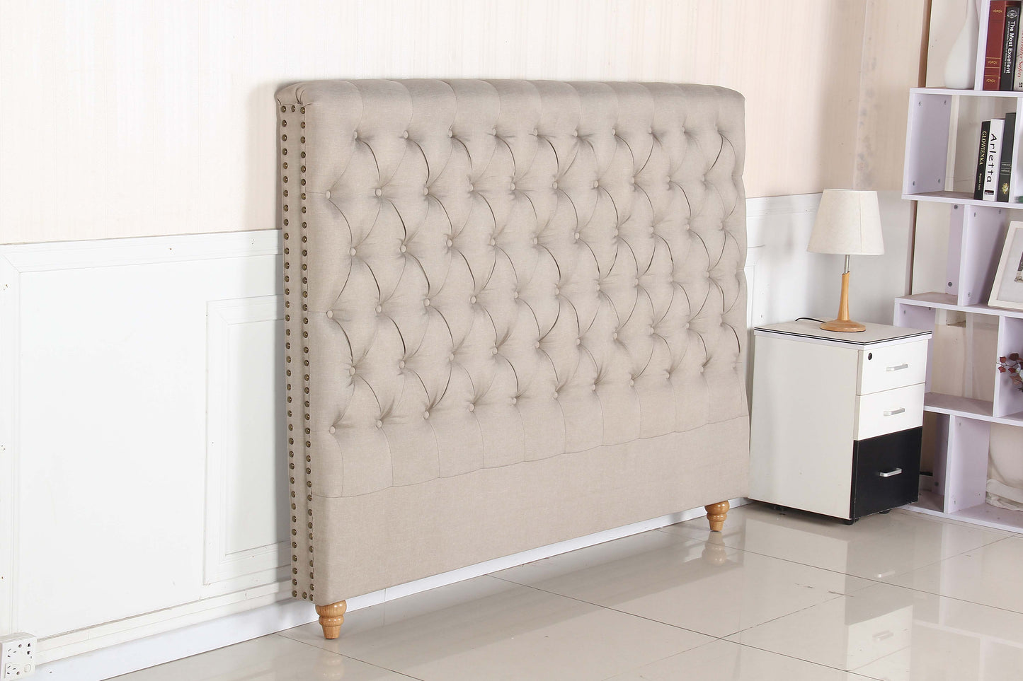 Sean Fabric Bed Headboard In French Provincial Design in Multiple Size and Colors