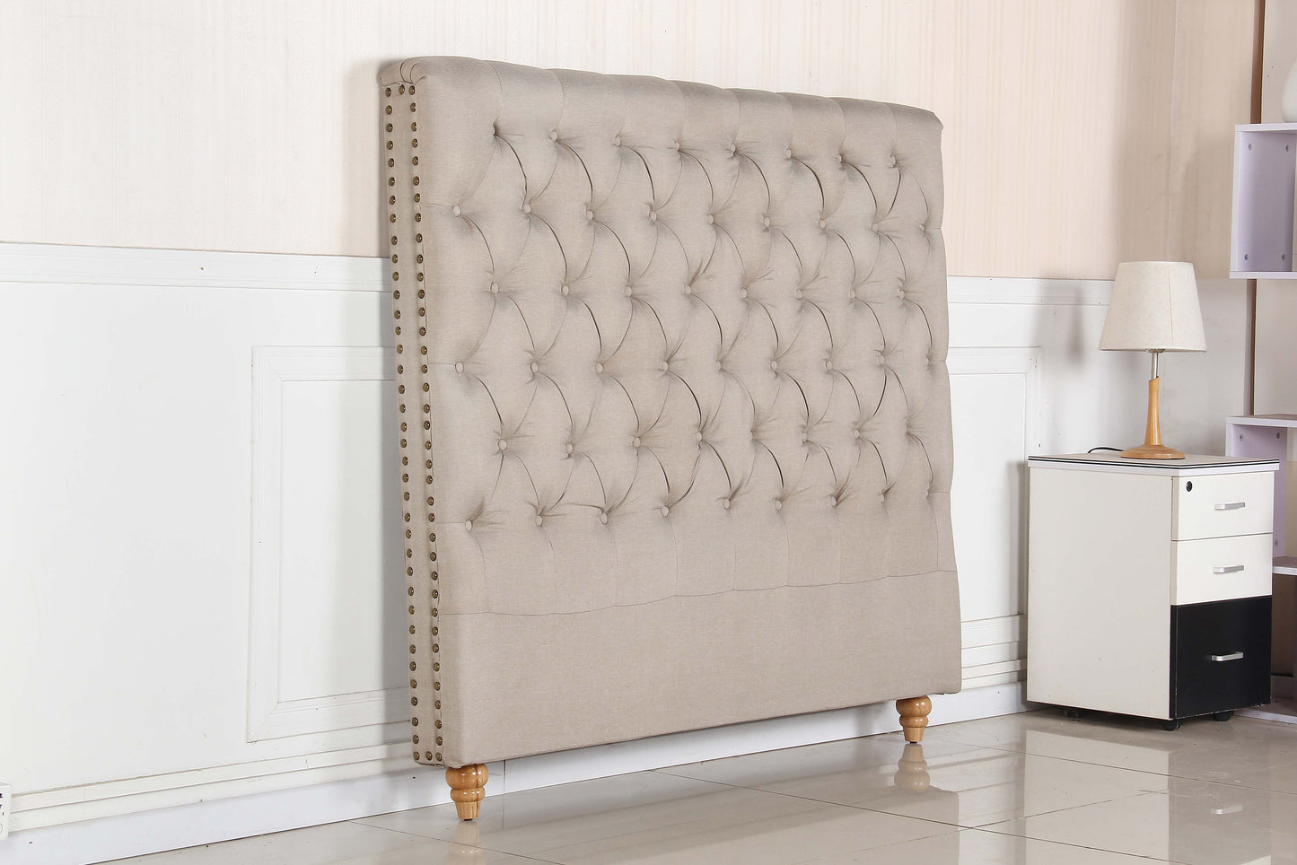 Sean Fabric Bed Headboard In French Provincial Design in Multiple Size and Colors