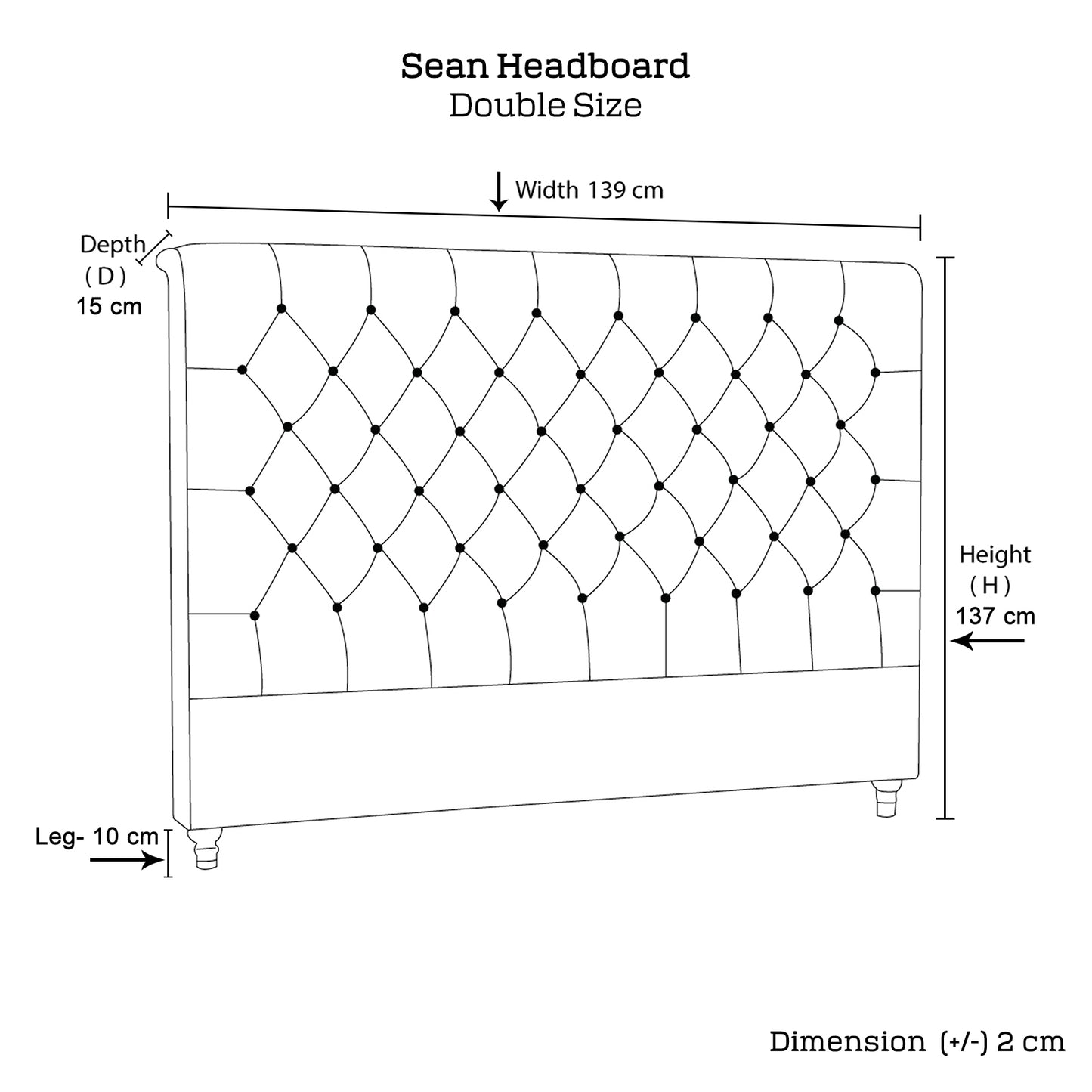 Sean Fabric Bed Headboard In French Provincial Design in Multiple Size and Colors