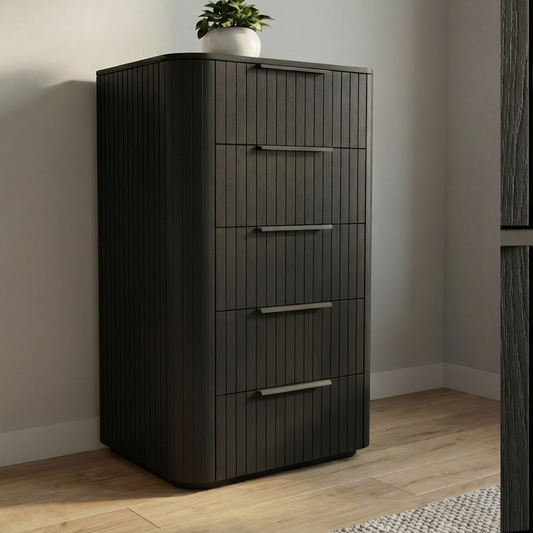 Arlo Solid Rubber Wood Tallboy with Storage Drawer