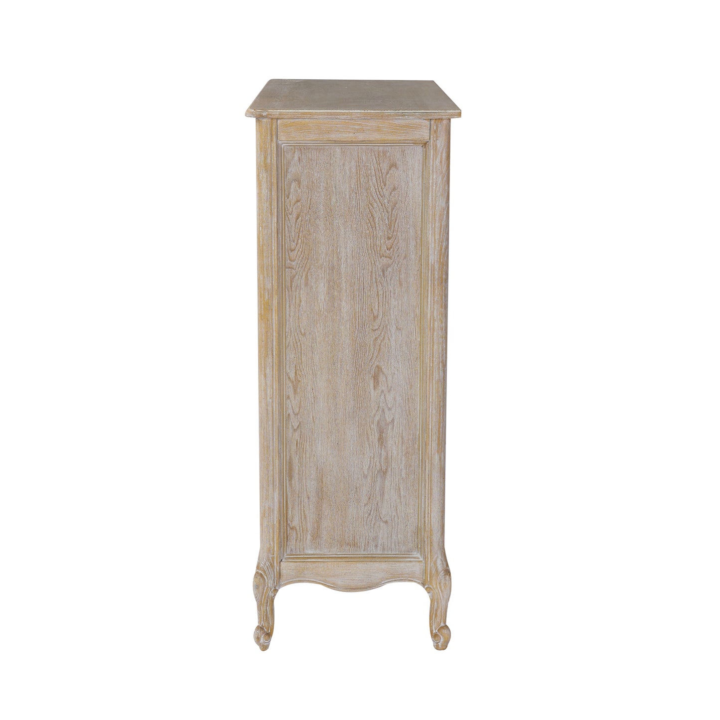 Lille Oak Wood Plywood Veneer White Washed Finish Storage Drawers Tallboy
