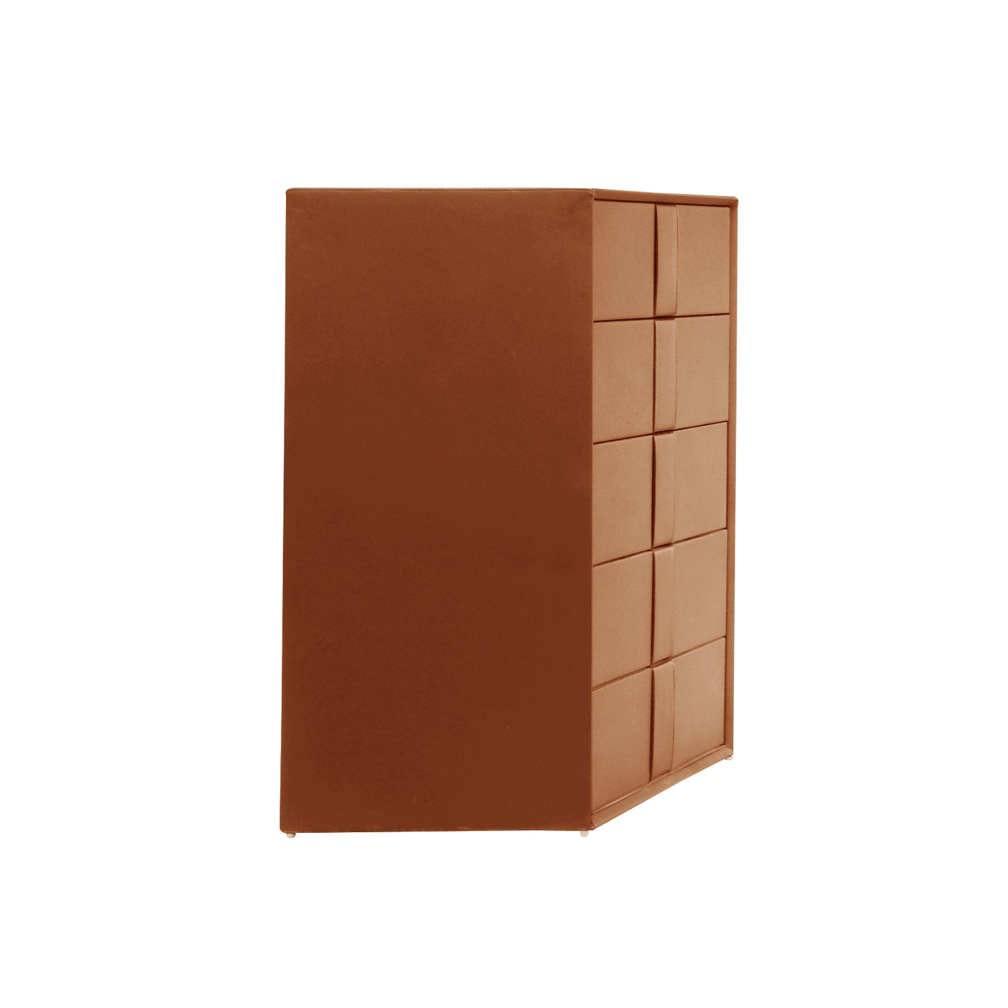 Louis Tallboy MDF with Premium Leatherette Upholstery Storage Space Five Drawers Wooden Legs