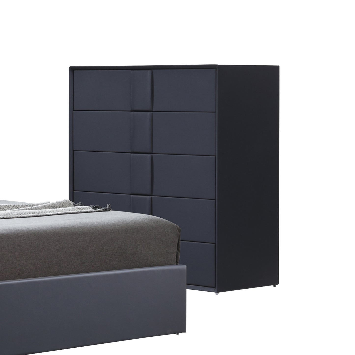 Prado Tallboy MDF Construction Fabric Upholstery Five Storage Drawers