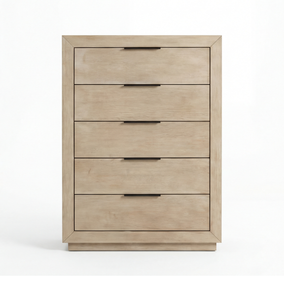 Savannah Oak Color Solid Rubber Wood Tallboy with Storage drawers