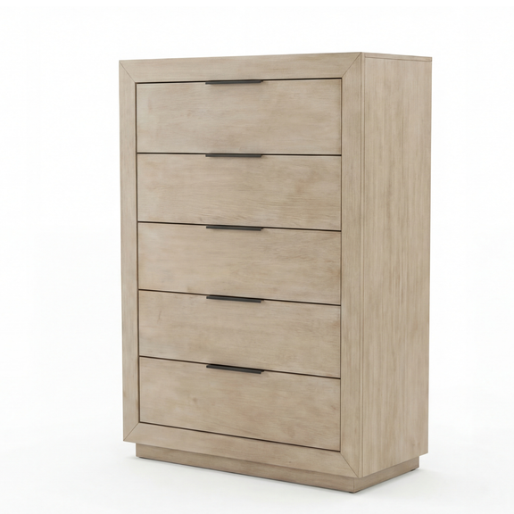 Savannah Oak Color Solid Rubber Wood Tallboy with Storage drawers