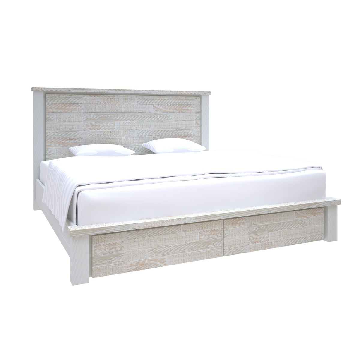 Valencia Coastal Grey & Miami White Solid Pine Timber Bed Frame