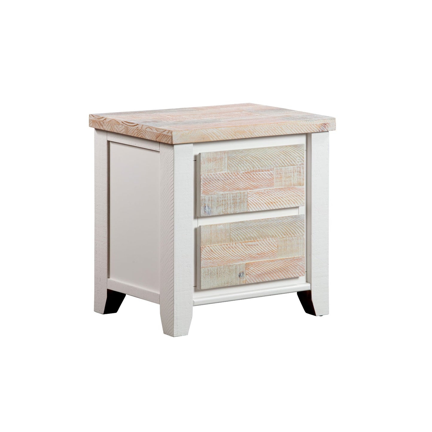 Valencia Coastal Grey and Miami White Colour Two Drawers Solid Pine Timber Bedside Table
