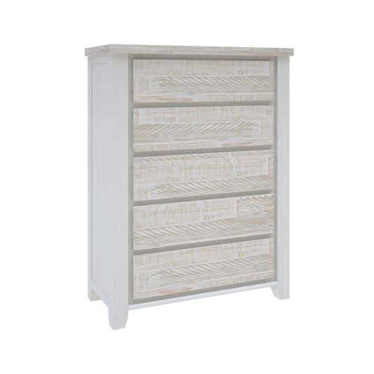 Valencia Solid Pine Timber Tallboy Coastal Grey and Miami White Colour Five Drawers