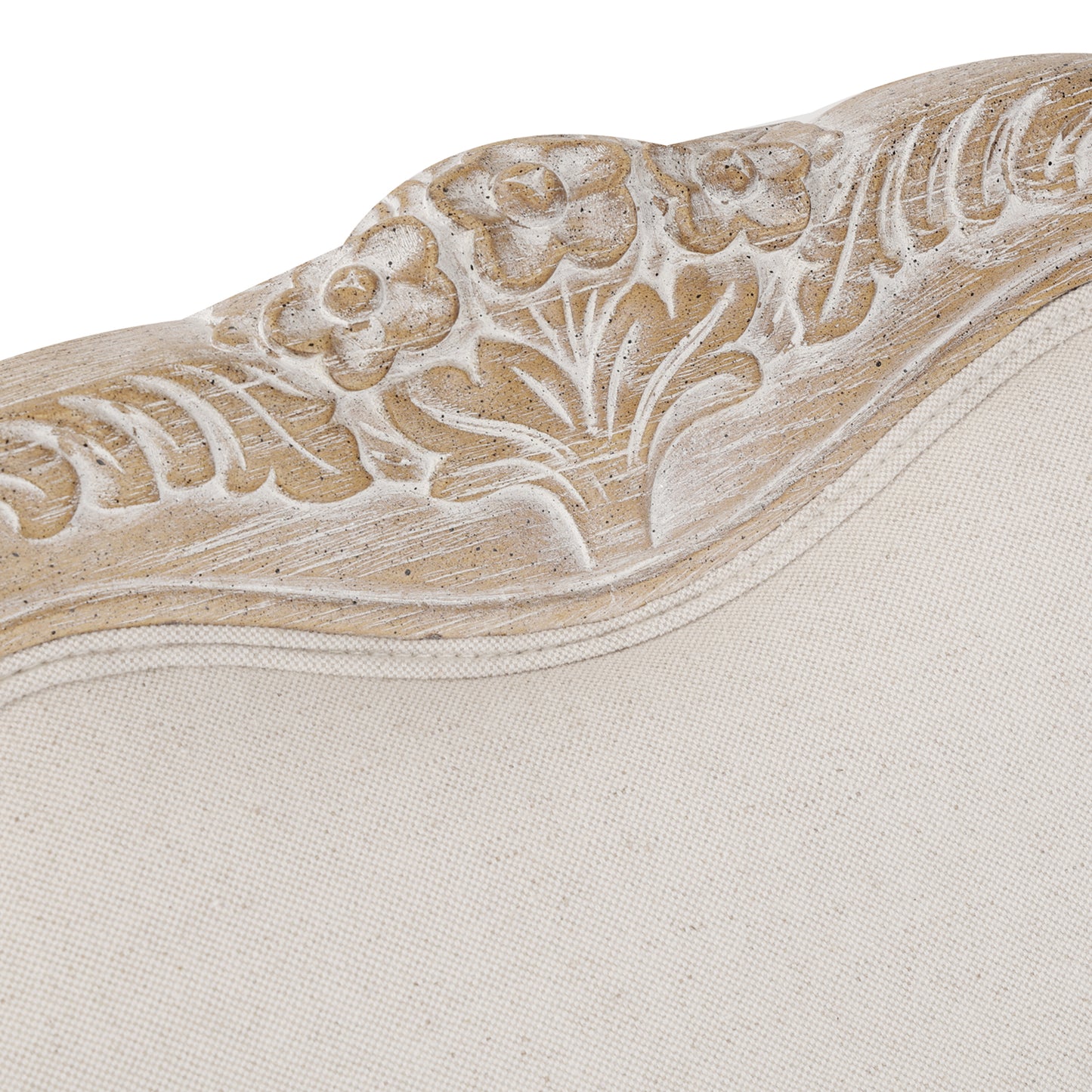 Lille Wing Chair Linen Fabric Oak Wood White Washed Finish Rolled Armrest